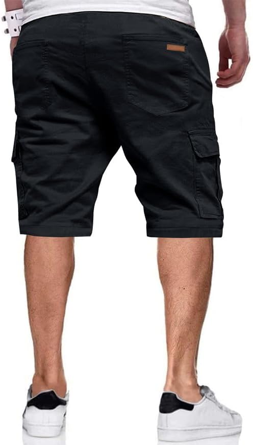 JMIERR Mens Casual Twill Cargo Shorts Cotton Drawstring Classic Cargo Stretch Short with 6 Pockets