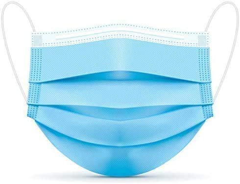 [Pack of 100] Single Use Disposable Face Mask, Effective Filtration, Bulk Pack 3-Ply Masks Facial Cover with Elastic Earloops For Home, Office, School, and Outdoors