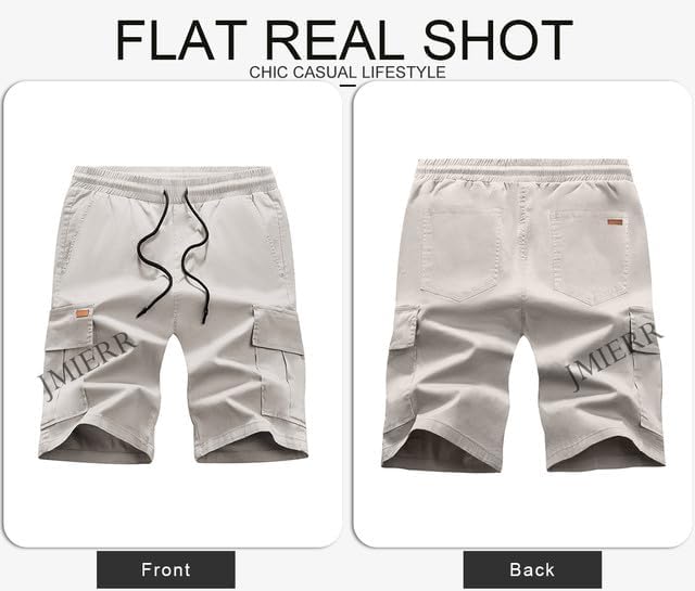 JMIERR Mens Casual Twill Cargo Shorts Cotton Drawstring Classic Cargo Stretch Short with 6 Pockets