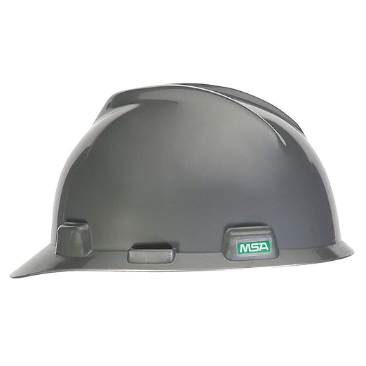 MSA 484340 V-Gard Cap Style Safety Hard Hat With Staz-on Pinlock Suspension | Polyethylene Shell, Superior Impact Protection, Self Adjusting Crown Straps - Standard Size in Silver