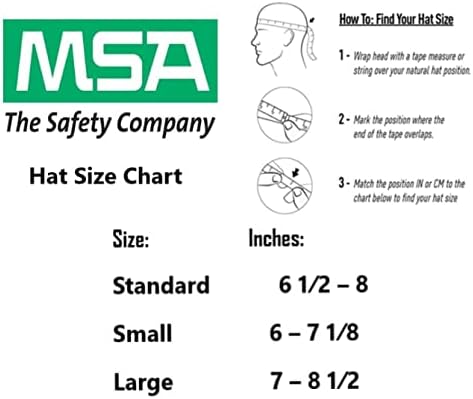 MSA V-Gard Cap Style Safety Hard Hat Suspension | Polyethylene Shell, Superior Impact Protection, Self Adjusting with Crown Straps | 1-Touch Suspension