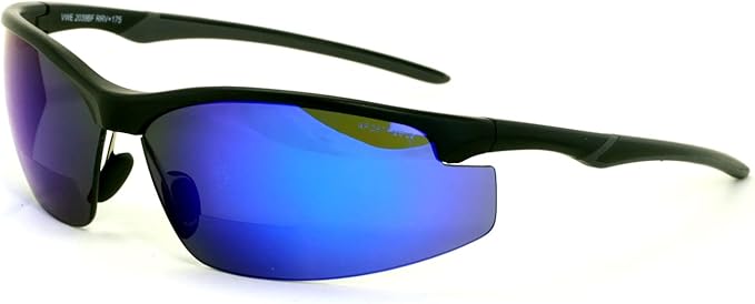 V.W.E. Bifocal High Performance Protective Safety Glasses Light Mirror Tint Bifocal - Reader - Sunglasses (Blue Mirror, 1.50)