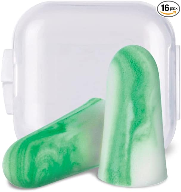 Flents Protechs Reusable Work Ear Plugs, Ideal for Construction Offering Protection From Loud Environments, 8 Pairs with Travel Size Case, Easy Use Comfort Fit, NRR 33, Green, Made In The USA