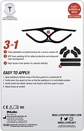 MUELLER Sports Medicine Face Mask for Men & Women, Adjustable Clear Face Guard, Nose & Cheek Protection for Basketball & Cosmetic Procedures, Shatterproof with Foam Padding, One Size