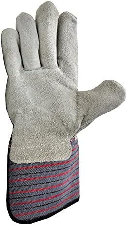 5 Pair Pack Leather Palm Work Gloves Cowhide Leather Suede Finish A Grade Premium