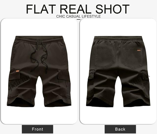 JMIERR Mens Casual Twill Cargo Shorts Cotton Drawstring Classic Cargo Stretch Short with 6 Pockets