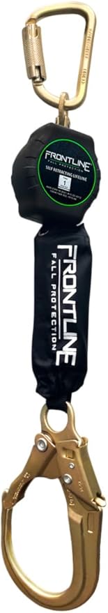 Frontline RPA12R 12' Aramid Web Single Leg SRL with Steel Rebar Hook | Lightweight, Durable & Compact | 310 lbs Capacity | Aramid Fiber Webbing | ANSI & OSHA Compliant | ISO Lab Tested