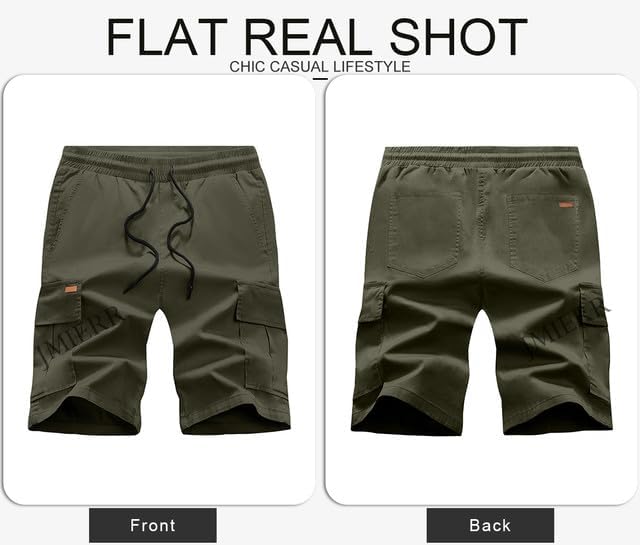 JMIERR Mens Casual Twill Cargo Shorts Cotton Drawstring Classic Cargo Stretch Short with 6 Pockets