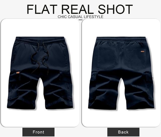 JMIERR Mens Casual Twill Cargo Shorts Cotton Drawstring Classic Cargo Stretch Short with 6 Pockets