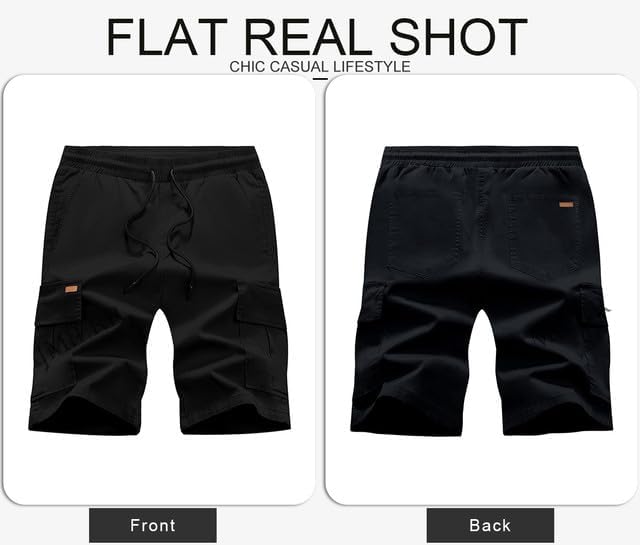 JMIERR Mens Casual Twill Cargo Shorts Cotton Drawstring Classic Cargo Stretch Short with 6 Pockets