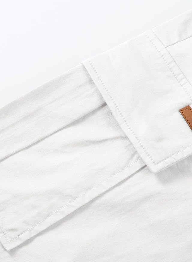 JMIERR Mens Casual Twill Cargo Shorts Cotton Drawstring Classic Cargo Stretch Short with 6 Pockets