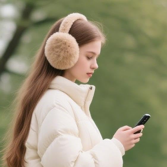 Ear Muffs for Winter Women Men, Adjustable Faux Fur Earmuffs, Fluffy Ear Warmers, Foldable Ear Warmer Earmuffs