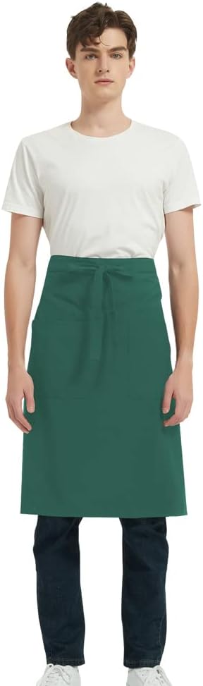 PINDUNCHEF Unisex Two Pocket Bbq Bistro Waiter CookingApron Waterproof Stain Resistant Waist apron