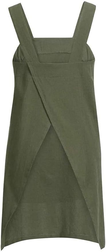 YESDOOD Cotton Linen Apron Cross Back Apron for Womens with Pockets Pinafore Dress for Baking Cooking
