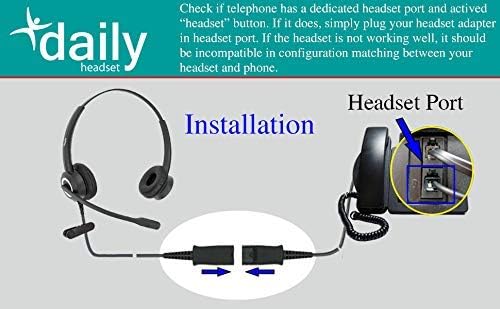 RJ9 Office Headset HD Voice for MITEL Nortel Meridian Polycom NEC ShoreTel Xblue Phones, Plus 3.5mm Adapter (Binaural)