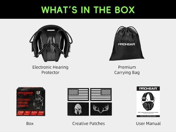PROHEAR Youth Electronic Ear Protection 23dB NRR Slim Fit Gel Ear Pads Sound Amplification Noise Compression Compact Design Gun Range Shooting Hunting Tactical Use