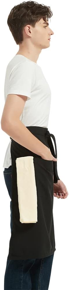 PINDUNCHEF Unisex Two Pocket Bbq Bistro Waiter CookingApron Waterproof Stain Resistant Waist apron