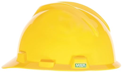 MSA 466356 V-Gard Cap Style Safety Hard Hat With Staz-on Pinlock Suspension | Polyethylene Shell, Superior Impact Protection, Self Adjusting Crown Straps - Small Size in Yellow