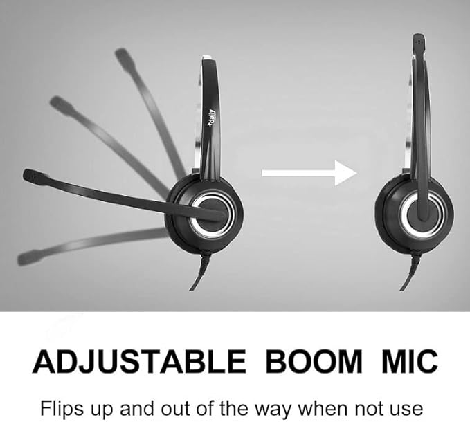 RJ9 Office Headset HD Voice for MITEL Nortel Meridian Polycom NEC ShoreTel Xblue Phones, Plus 3.5mm Adapter (Binaural)