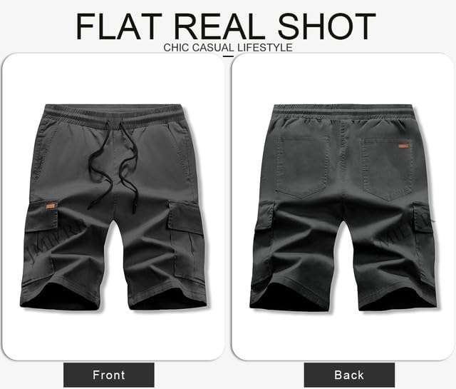 JMIERR Mens Casual Twill Cargo Shorts Cotton Drawstring Classic Cargo Stretch Short with 6 Pockets