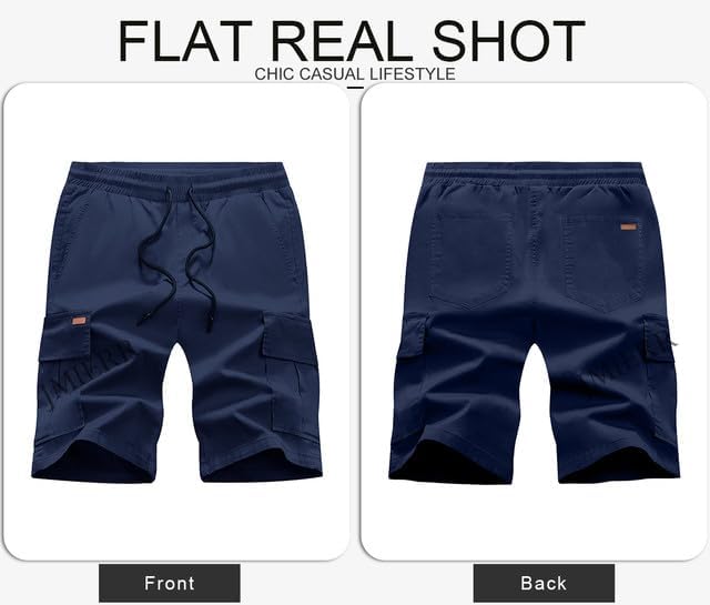JMIERR Mens Casual Twill Cargo Shorts Cotton Drawstring Classic Cargo Stretch Short with 6 Pockets