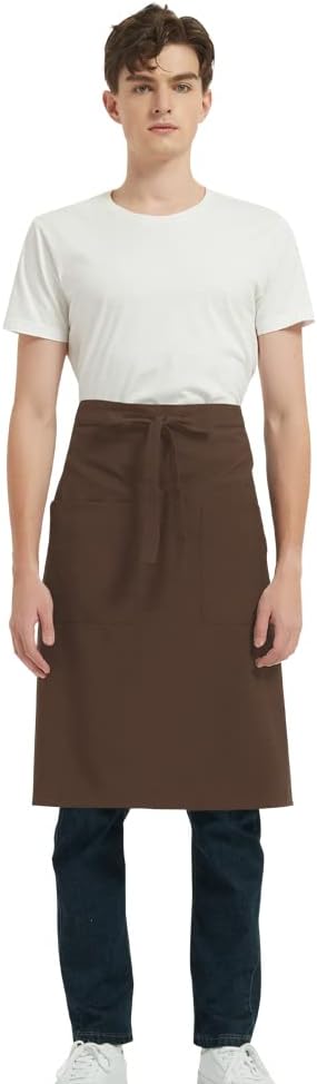 PINDUNCHEF Unisex Two Pocket Bbq Bistro Waiter CookingApron Waterproof Stain Resistant Waist apron