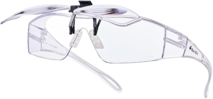 Flip-Up Magnifying Safety Goggles +2.50 – Dual-Use Design with Detachable Close-Up Lens – Ideal for Home Projects, Workshop, and Technical Work
