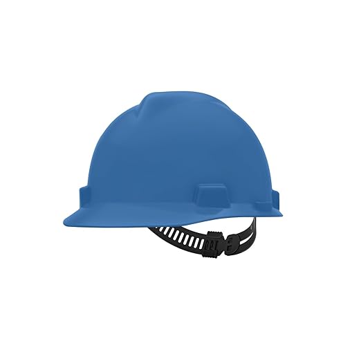 MSA 466355 V-Gard Cap Style Safety Hard Hat With Staz-on Pinlock Suspension | Polyethylene Shell, Superior Impact Protection, Self Adjusting Crown Straps - Small Size in Blue
