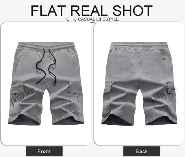 JMIERR Mens Casual Twill Cargo Shorts Cotton Drawstring Classic Cargo Stretch Short with 6 Pockets