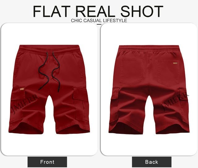 JMIERR Mens Casual Twill Cargo Shorts Cotton Drawstring Classic Cargo Stretch Short with 6 Pockets