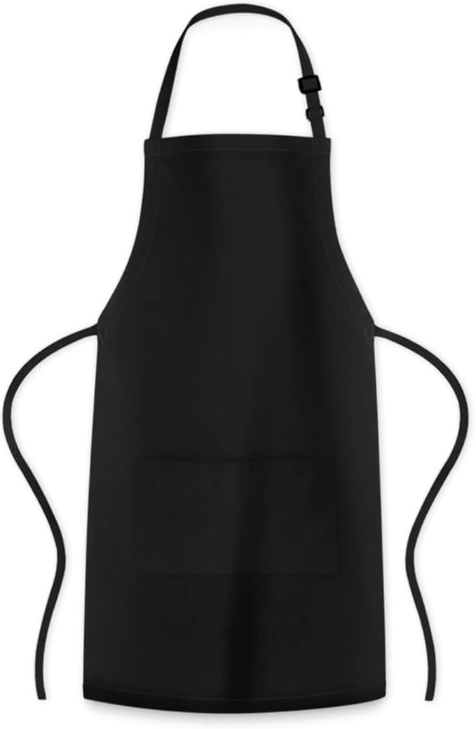 Adjustable Bib Apron 100% Polyester Kitchen Aprons Waterdrop Resistant Aprons with Adjustable Strap, Pockets & Long Ties