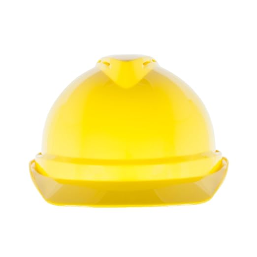 MSA 10074820 V-Gard 500 Cap Style Safety Hard Hat with 6-Point Fas-Trac III Ratchet Suspension | Polyethylene Shell, Self Adjusting Crown Straps - Standard Size in Hi-Viz Yellow-Green