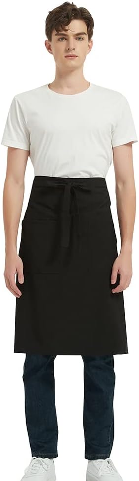PINDUNCHEF Unisex Two Pocket Bbq Bistro Waiter CookingApron Waterproof Stain Resistant Waist apron