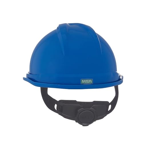 MSA 10034019 V-Gard 500 Cap Style Safety Hard Hat With Fas-Trac III Ratchet Suspension | Polyethylene Shell, Superior Impact Protection, Self Adjusting Crown Straps - Standard Size in Blue