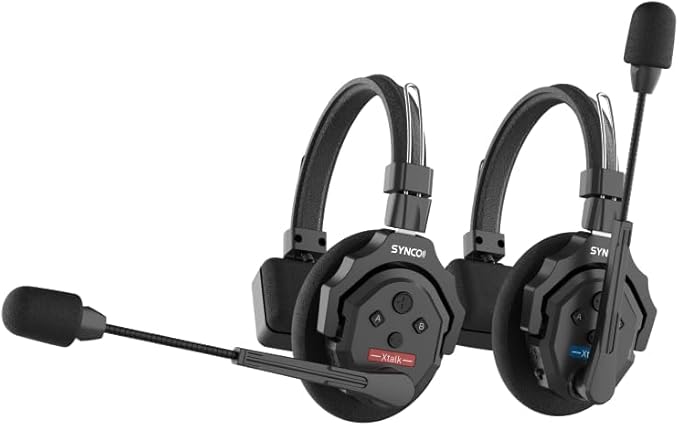 SYNCO XTalk X2 2.4GHz Wireless Headset with Microphone Intercom System Random Master Device Design for Movie Shoot Live Show Stage Performance (2PCS)