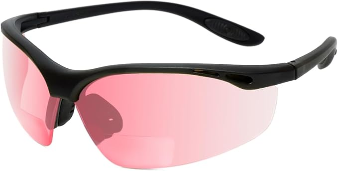 Calabria 91348 Pink FL-41 Tinted BiFocal Safety Glasses +2.50 Fluorescent Blue Light Sensitivity Indoors Outdoor Photophobia