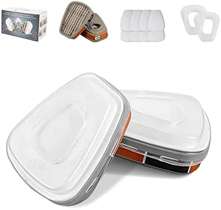 6001 Filter Cartridges for Respirator Mask with Filter, Dust-Proof, Organic Vapor, Pollen and Chemical Cartridges, Compatible with 6200, 6800, 7502, FF402 Respirator （12 PCS), Brown