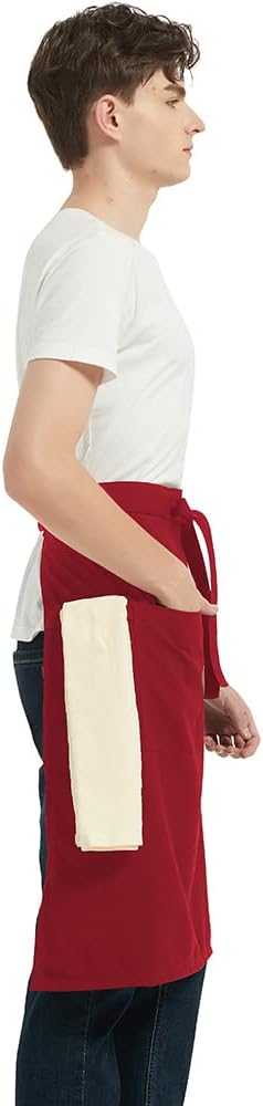 PINDUNCHEF Unisex Two Pocket Bbq Bistro Waiter CookingApron Waterproof Stain Resistant Waist apron