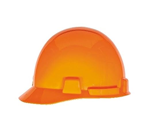 MSA 10074077 SmoothDome Cap Style Safety Hard Hat with Fas-Trac III Ratchet Suspension | Polyethylene Shell, Superior Impact Protection, Self Adjusting Crown Straps - Standard Size in Hi-Viz Orange