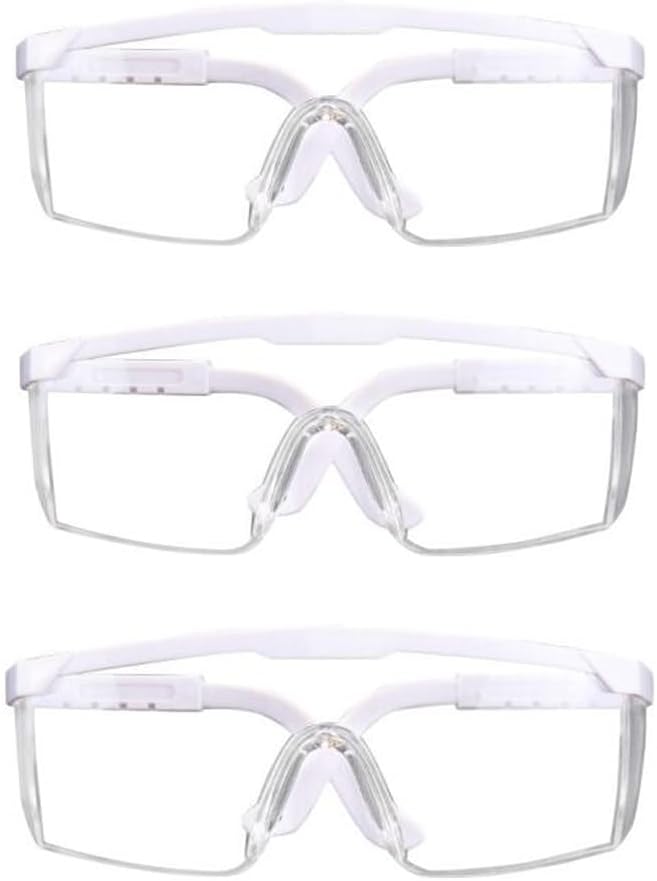 mozeeda Safety Glasses Safety Goggles for Men Women, Clear Safety Glasses Over Eyeglasses, Z87 UV 400 Anti-fog Adjustable Temples Protection Goggles for Nurse,Eyewear Anti-Scratch with Temple for Lab