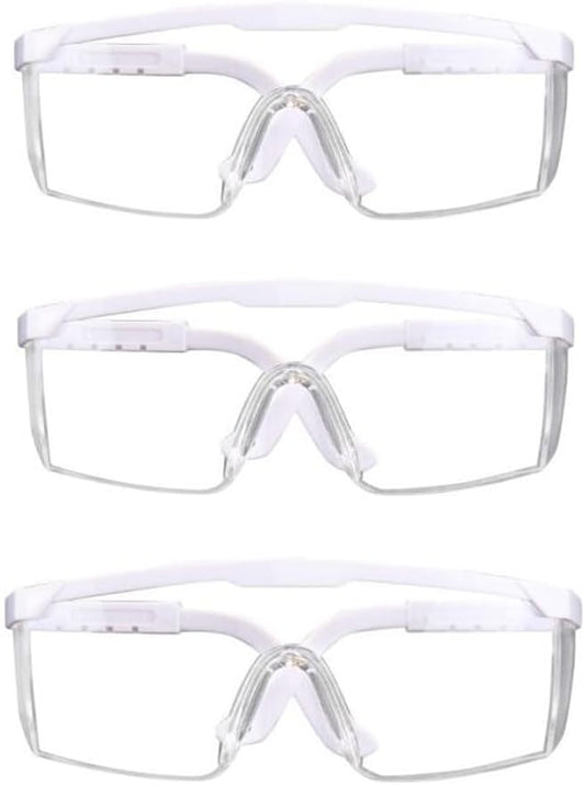 mozeeda Safety Glasses Safety Goggles for Men Women, Clear Safety Glasses Over Eyeglasses, Z87 UV 400 Anti-fog Adjustable Temples Protection Goggles for Nurse,Eyewear Anti-Scratch with Temple for Lab