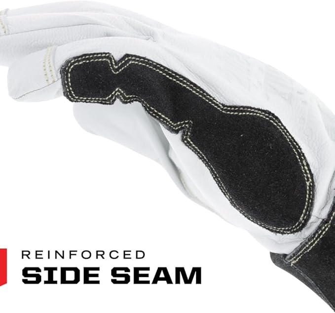 Mechanix Wear: Pulse TIG Welding Gloves, Durahide Goat Leather, Work Gloves with Glide Resistance, Added Durability, Rollover Fingertips for Improved Dexterity, Safety Gloves (White, Medium)