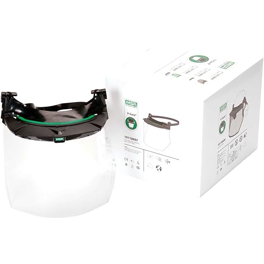 MSA 10118697 V-Gard Accessory System kit (Without V-Gard Cap), Includes: Universal V-Gard Frame for Slotted Caps, Clear V-Gard Polycarbonate (PC) Visor, Superior Impact Protection