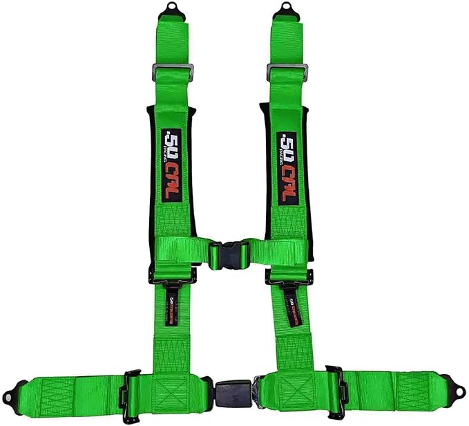 Green 4 Point Harness for Bucket Seat, Push Button Release, 10 Color Options, Racing Harness, Race Car, Off Road Vehicle, UTV, RZR (1 Unit) [6047]