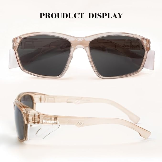 ProtectX Stylish Anti-Fog & Scratch-Resistant Safety Glasses With Readers, UV Protection Goggles, Anti-Impact Lightweight Glasses for Men＆Women Cold Brew Tinted Smoke