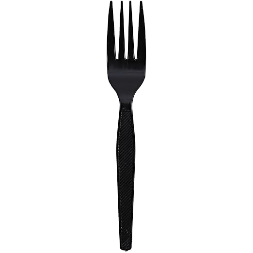 Genuine Joe Heavy Weight Plastic Fork, Black, 1000 Count