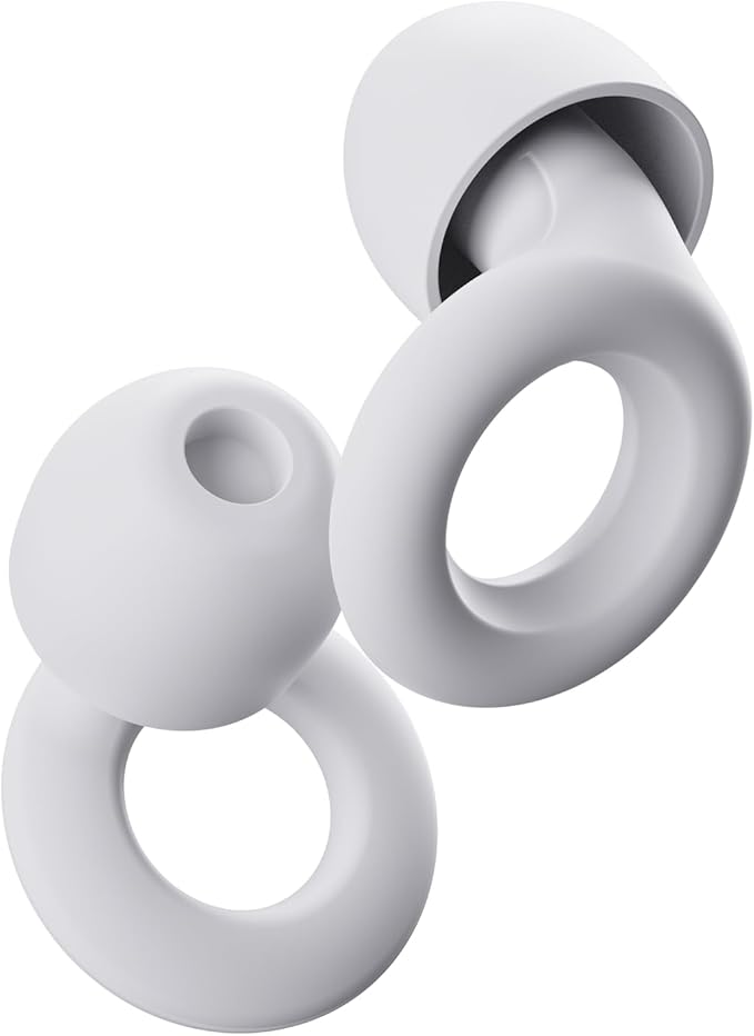 Loop Quiet - Ear Plugs for Sleep – Super Soft, Reusable Hearing Protection in Flexible Silicone for Noise Reduction & Flights - 8 Ear Tips in XS/S/M/L - SNR 24dB & NRR 14 Noise Cancelling - White