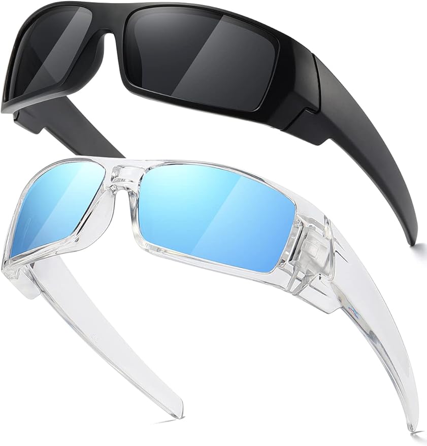 Polarized Sunglasses Men Womens Trendy Retro Sports Rectangular Wrap Around Vintage Shot Shield