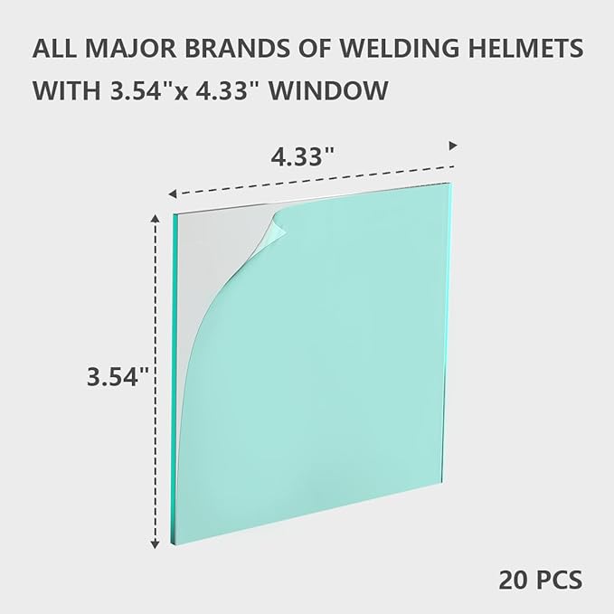 4.33''x3.54'' Welding Helmet Hood Clear Lens Cover, Universal Welding Protective Lens Replacement (20pcs)