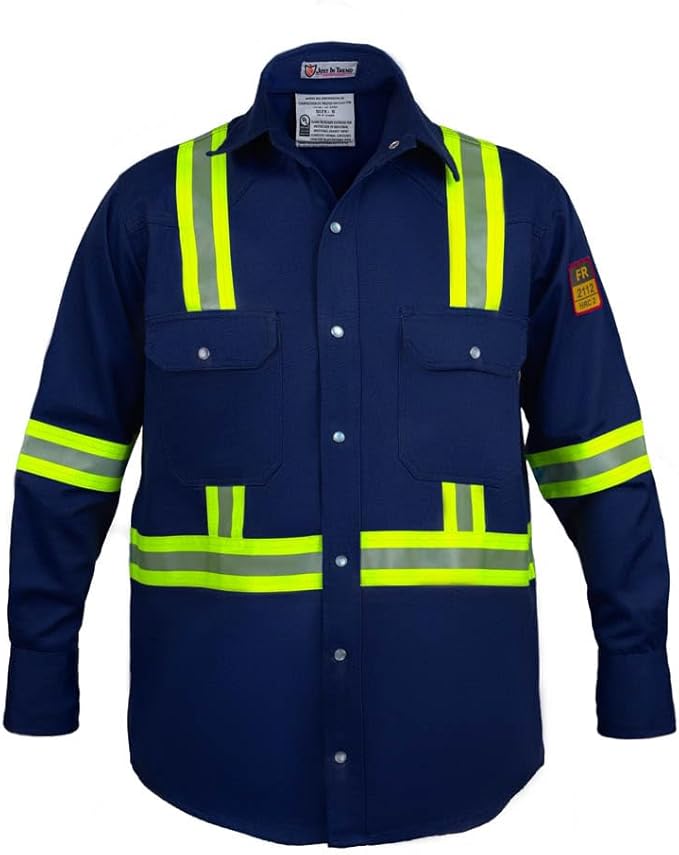 Flame Resistant High Visibility Hi Vis FR Shirt - 100% C - 7 oz